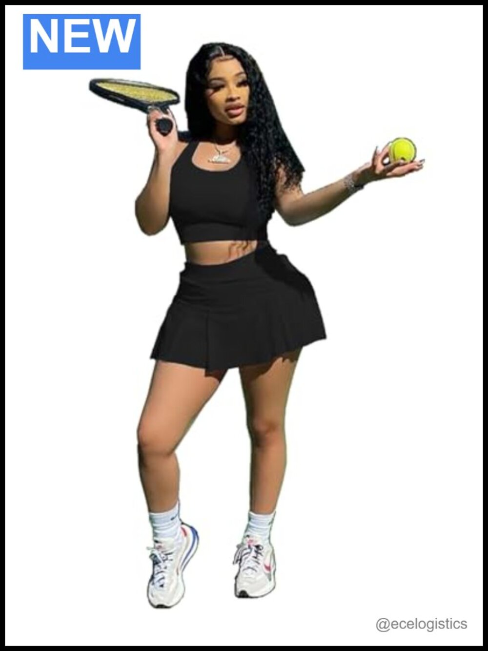 2 Piece Tennis Skirt Set Crop Top Pleated Mini Golf Skort Athletic